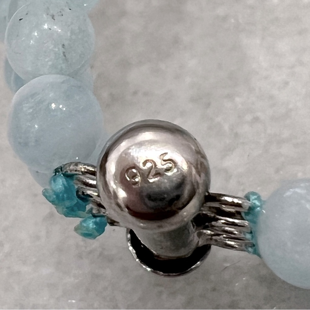 Espirito Santo Aquamarine Triple Row Sterling Silver Beaded Slide Lock B… - Picture 7 of 7